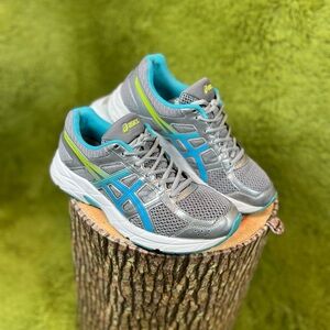 Asics Gray Sneakers with Blue and Green Accents